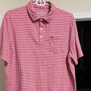 Vineyard Vines Men's Polo in Pink and Navy Stripes